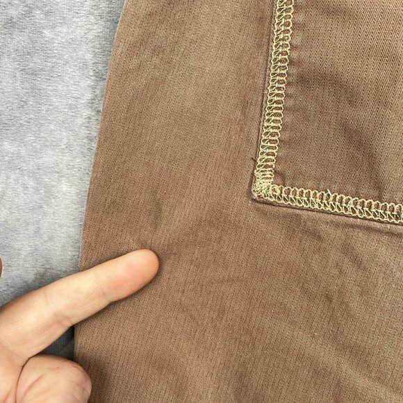 Eddie Bauer Capri Roll-up Pants Womens 8 Floral Embroidery Brown Patch Pockets - Picture 7 of 15